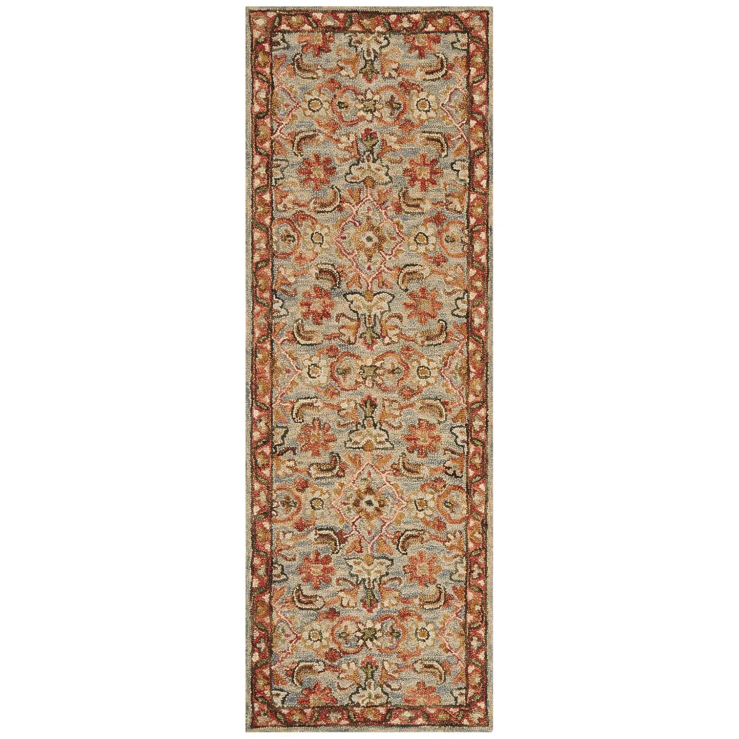 Area Rugs>Plow & Hearth Kensington Floral Wool Rug, 5' x 7'6" Slate