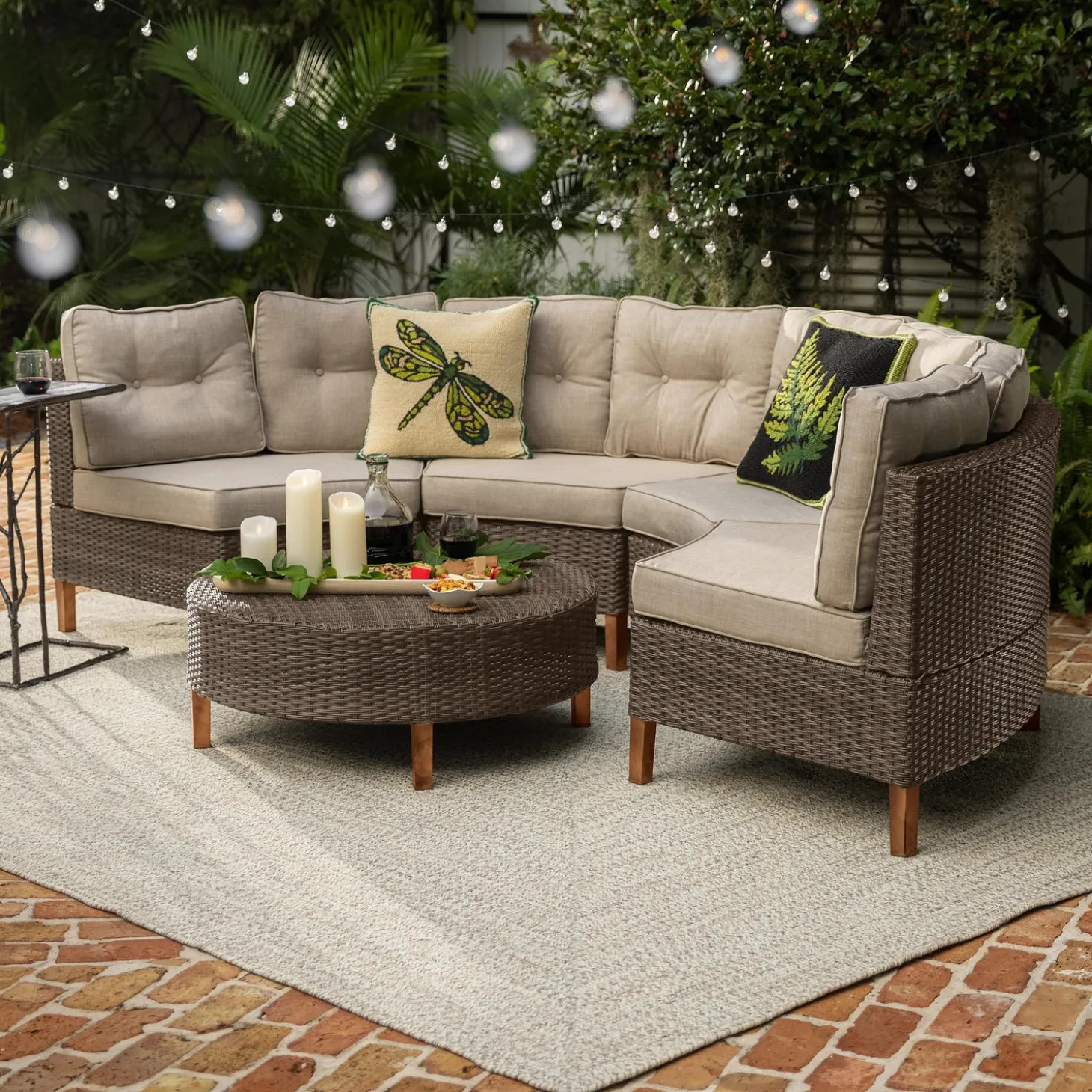 Outdoor Seating Sets>Plow & Hearth Kingwood Modular 5-Piece Outdoor Seating Set Brown