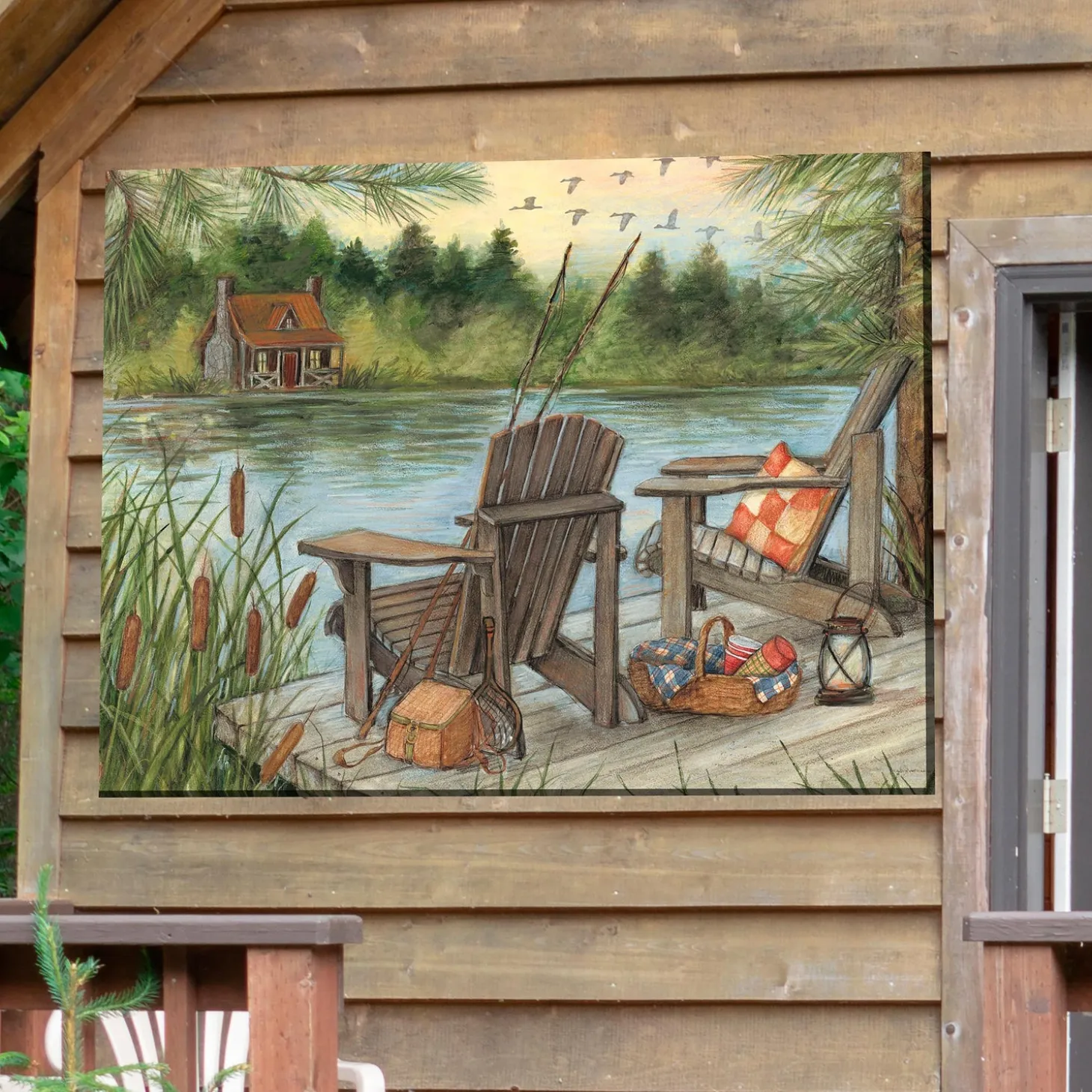 Outdoor Wall Art | Wall Art>Plow & Hearth Lake Time Indoor/Outdoor Canvas Wall Art