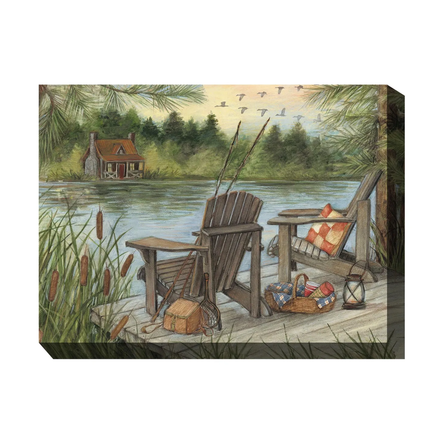 Outdoor Wall Art | Wall Art>Plow & Hearth Lake Time Indoor/Outdoor Canvas Wall Art