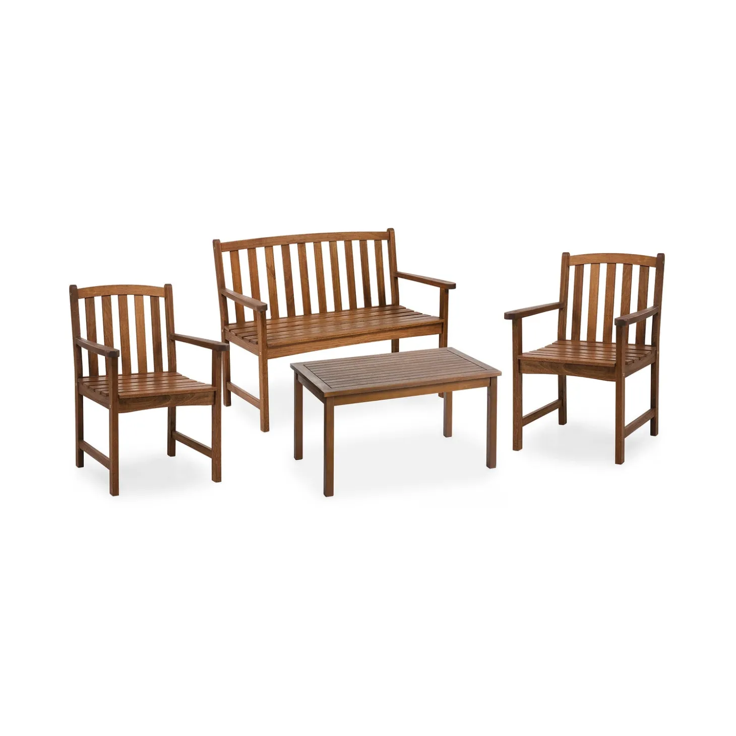 Outdoor Seating Sets>Plow & Hearth Lancaster Eucalyptus Outdoor Seating, 4-Piece Set Natural