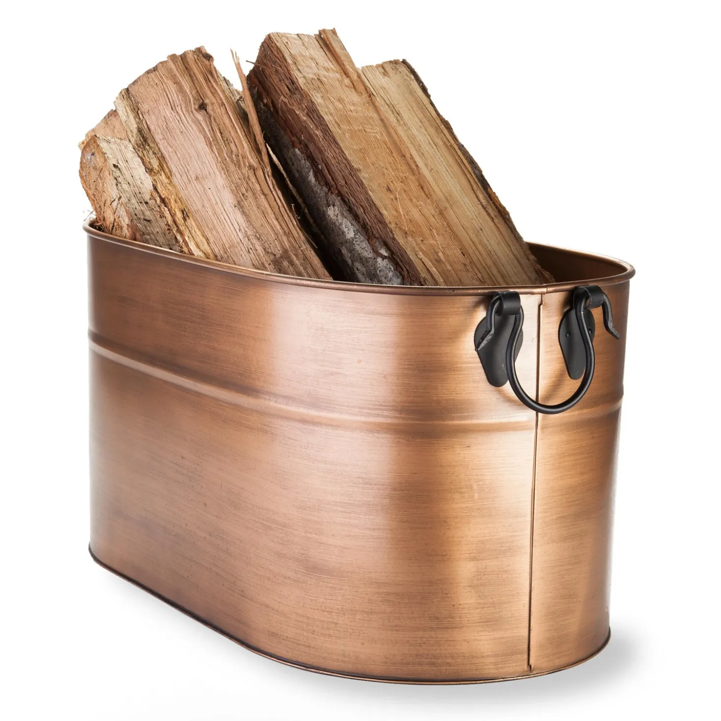 Fireplace Tool Sets | Wood Storage & Wood Racks>Plow & Hearth Large Copper Finished Firewood Bucket