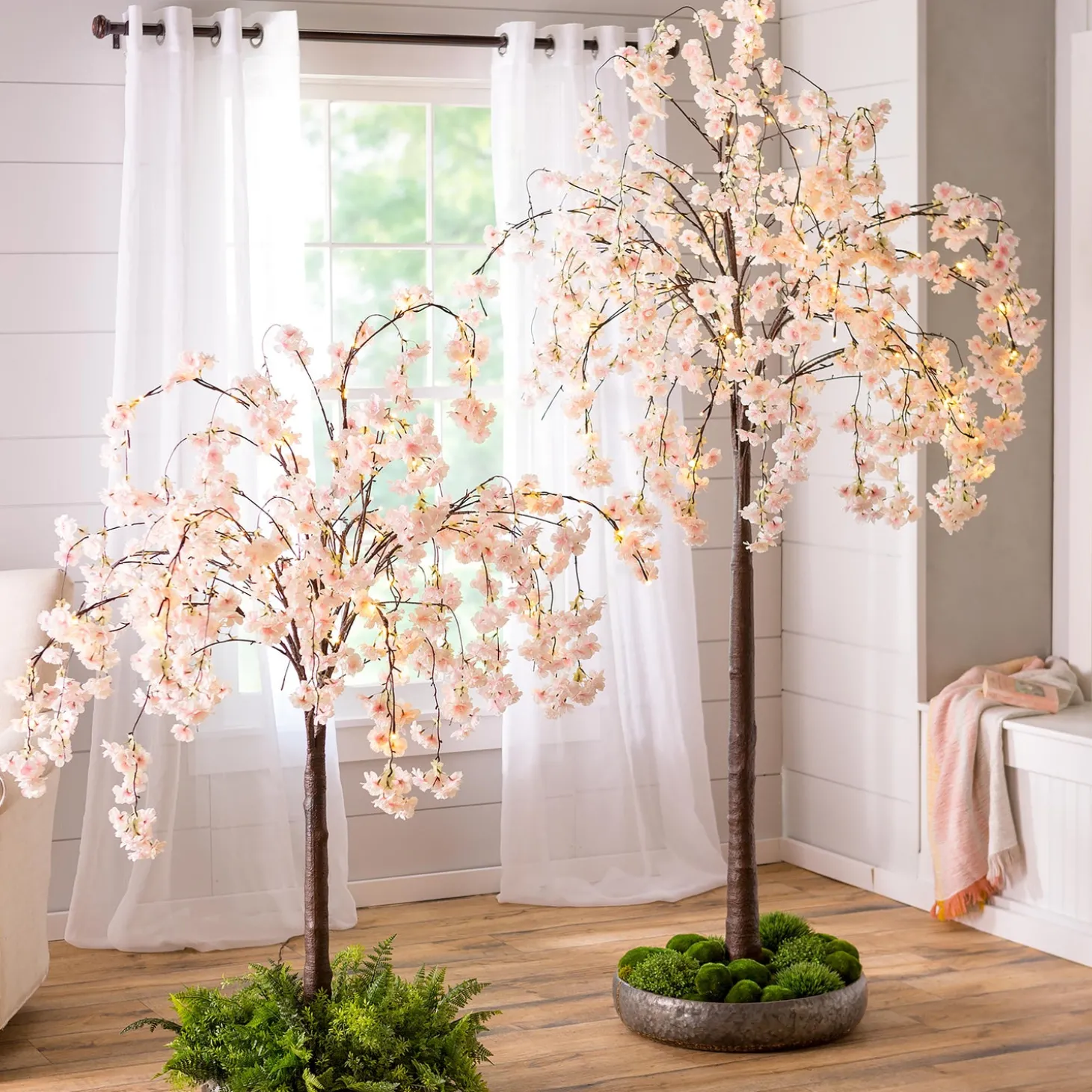 Lighted Trees & Garlands>Plow & Hearth Large Lighted Faux Weeping Cherry Tree, 6'H