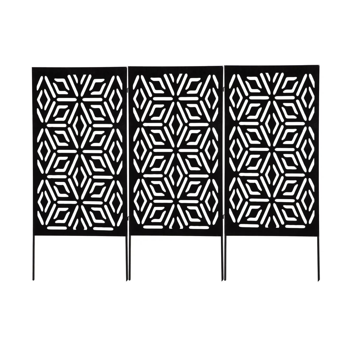 Garden Fencing & Edging | Outdoor Clean Up>Plow & Hearth Laser-Cut Metal Geometric Landscape Screen Panel Stakes