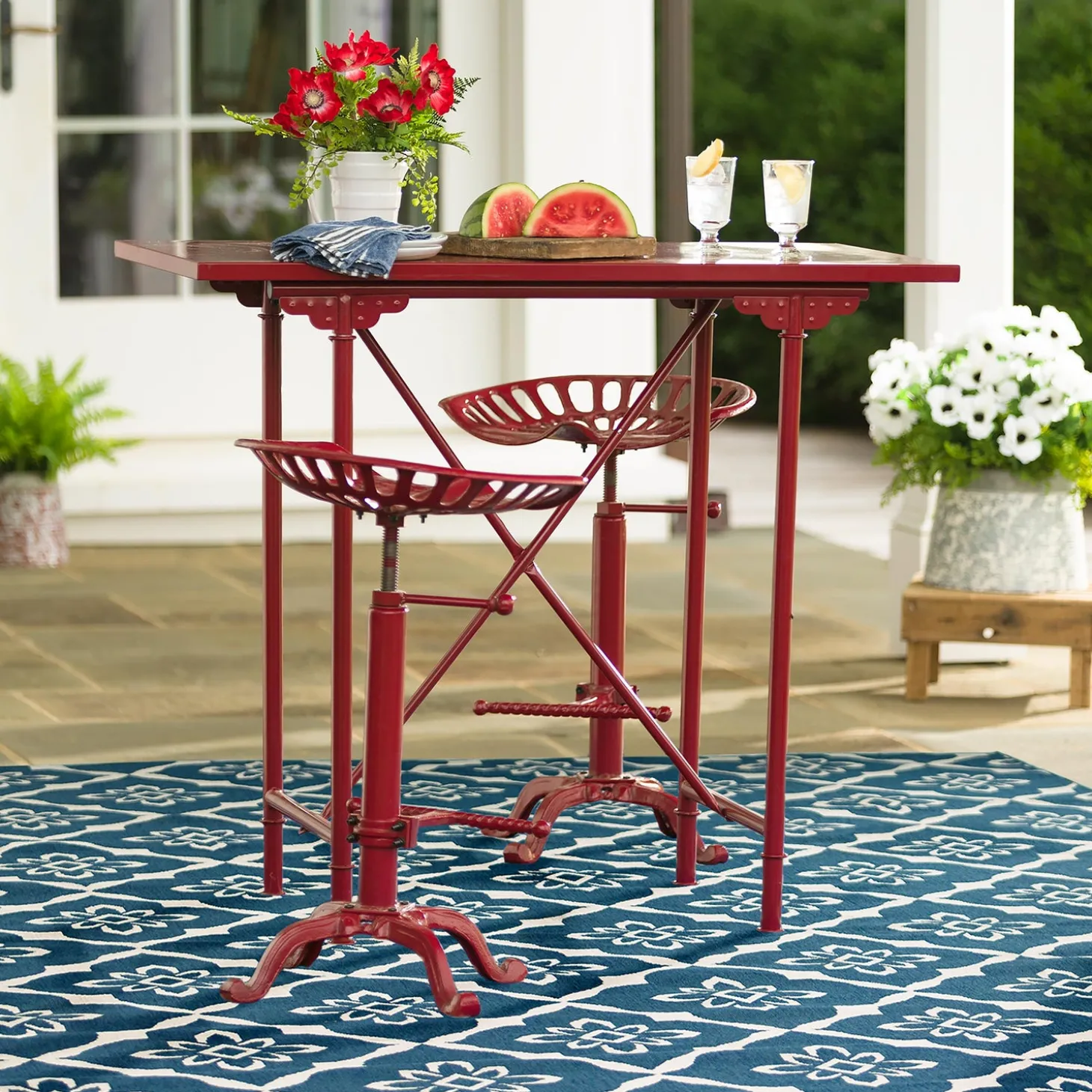 Area Rugs>Plow & Hearth Lexington Trellis Rug, 5'3"x 7'6" Navy