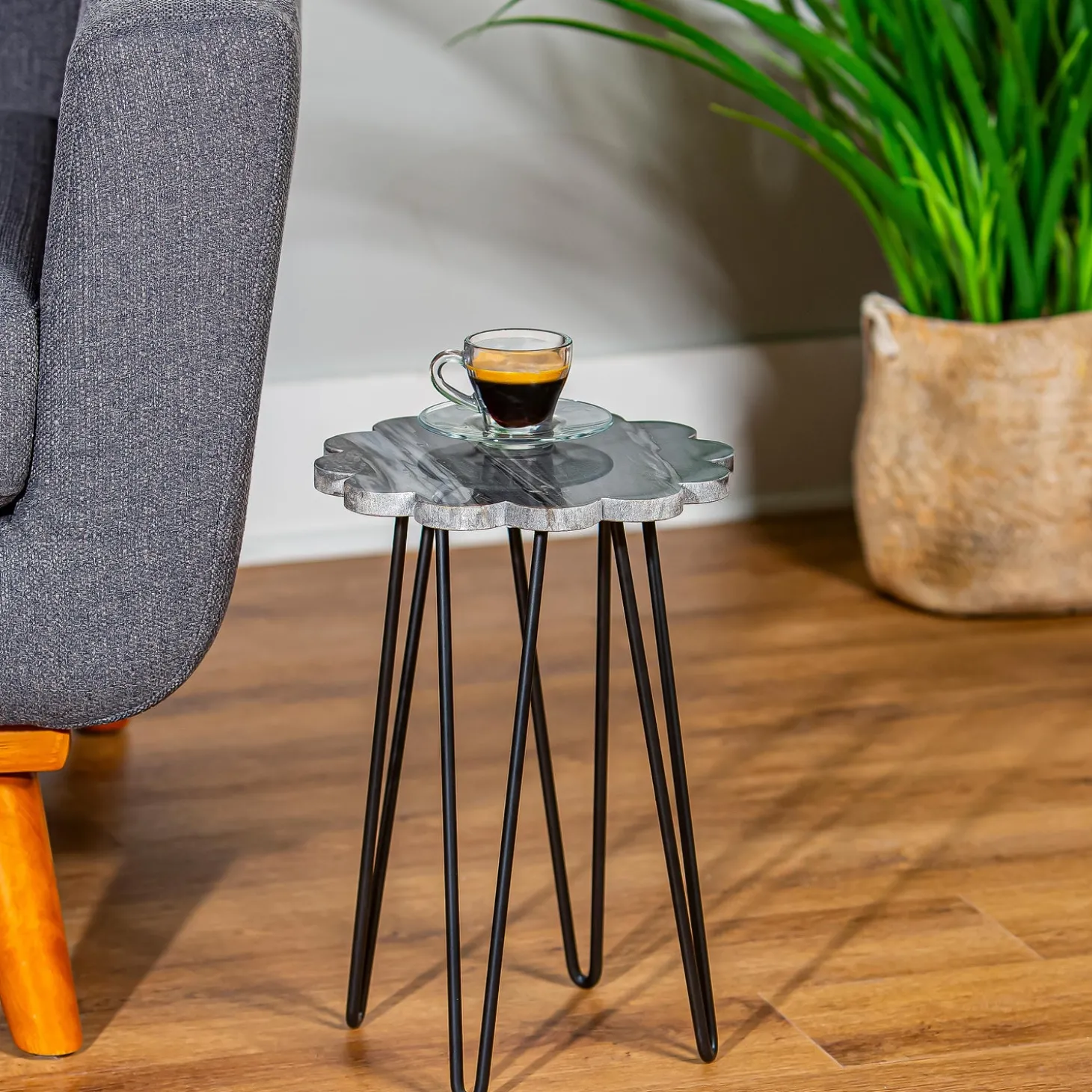 Planters & Plant Stands | Accent Tables>Plow & Hearth Light Granite Plant Stand with Metal Legs