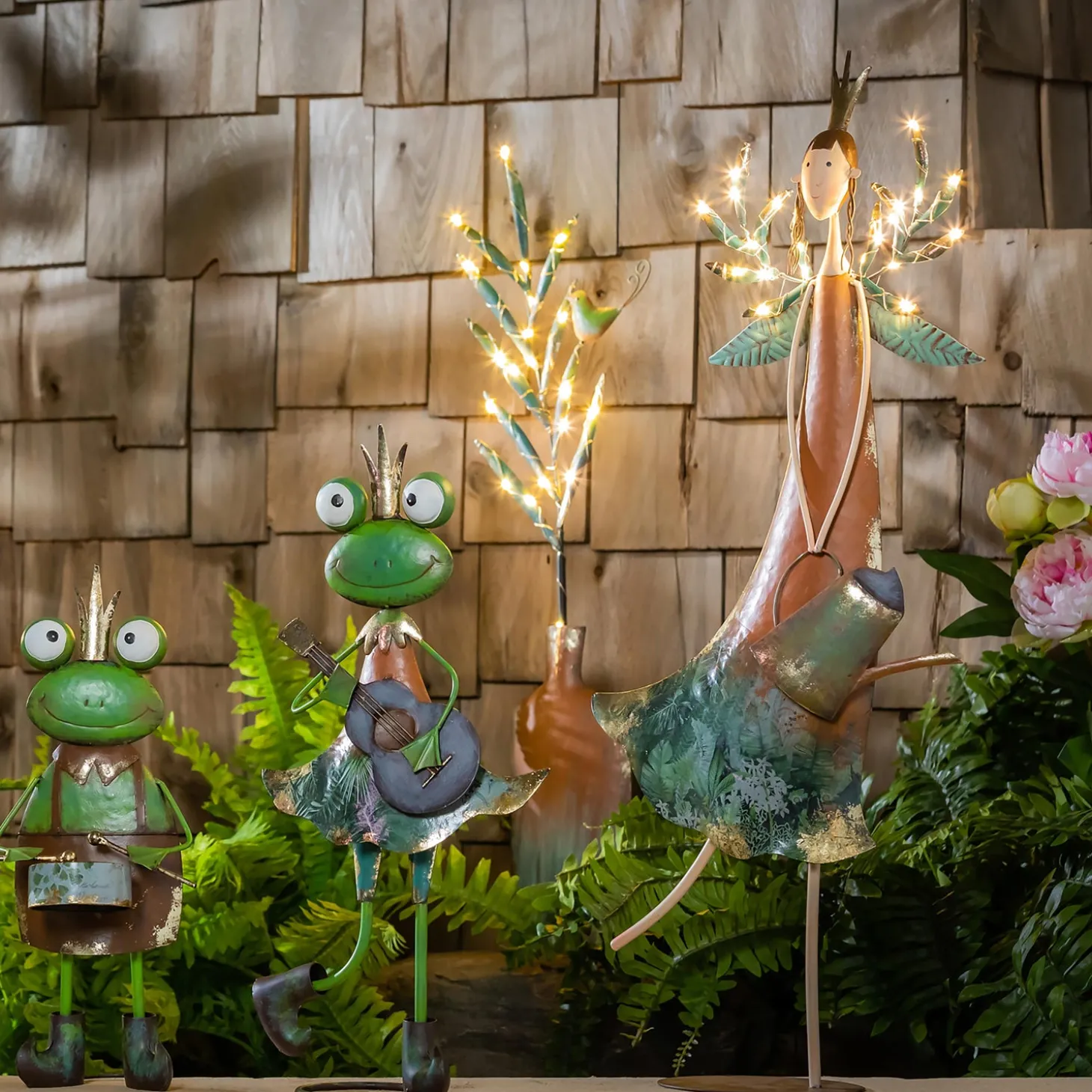 Garden Statues | Solar Accents>Plow & Hearth Lighted Fairy Girl with Watering Can Garden Statue