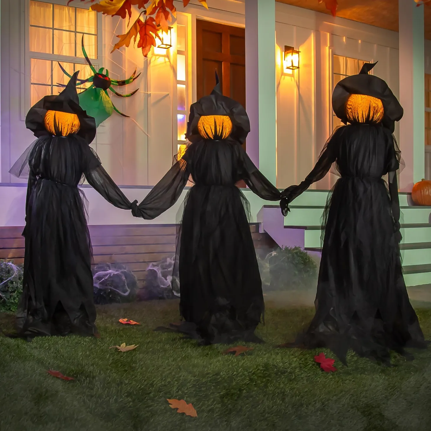 Garden Stakes>Plow & Hearth Lighted Halloween Witch Stakes, Set of 3