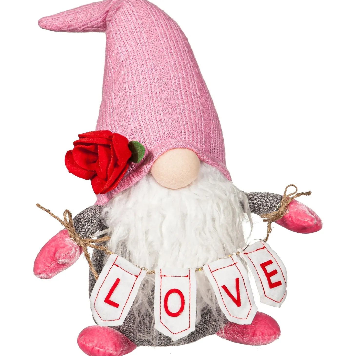 Decorative Accents | Lighted Accents>Plow & Hearth Lighted Valentine Gnome Table Décor