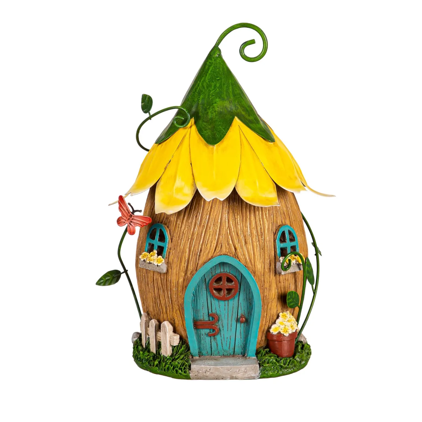 Garden Statues>Plow & Hearth Lighted Yellow Floral Fairy House