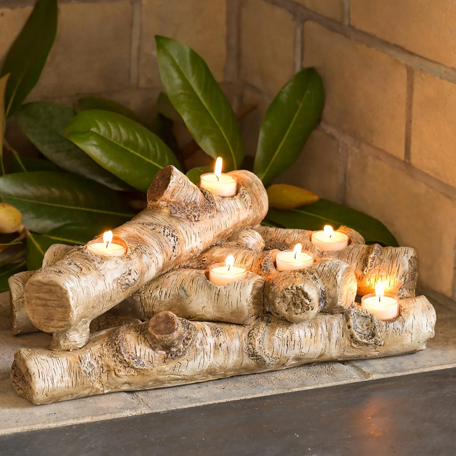 Fireplace Candelabras | Candles & Lanterns>Plow & Hearth Logs Hearth Candle Holder Birch