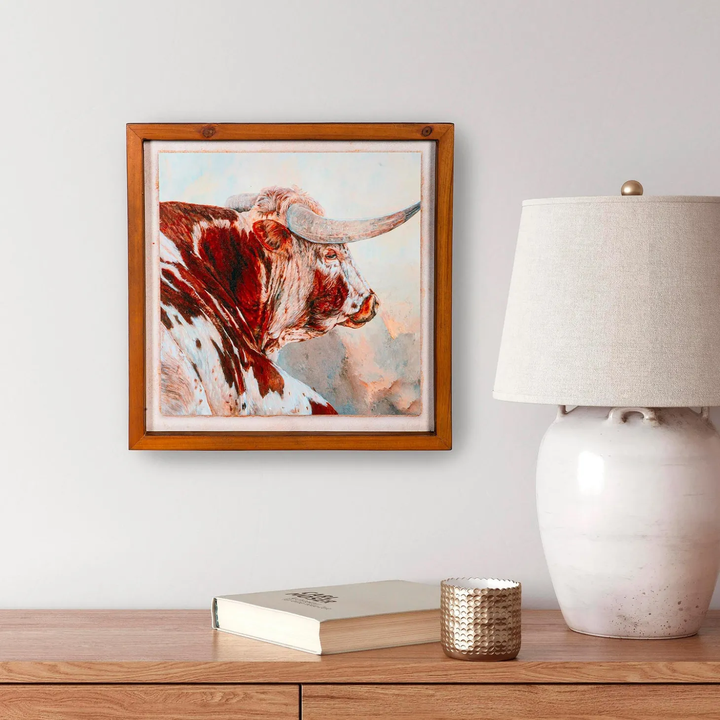 Wall Art>Plow & Hearth Longhorn Wooden Wall Décor, 16"L x 16"H