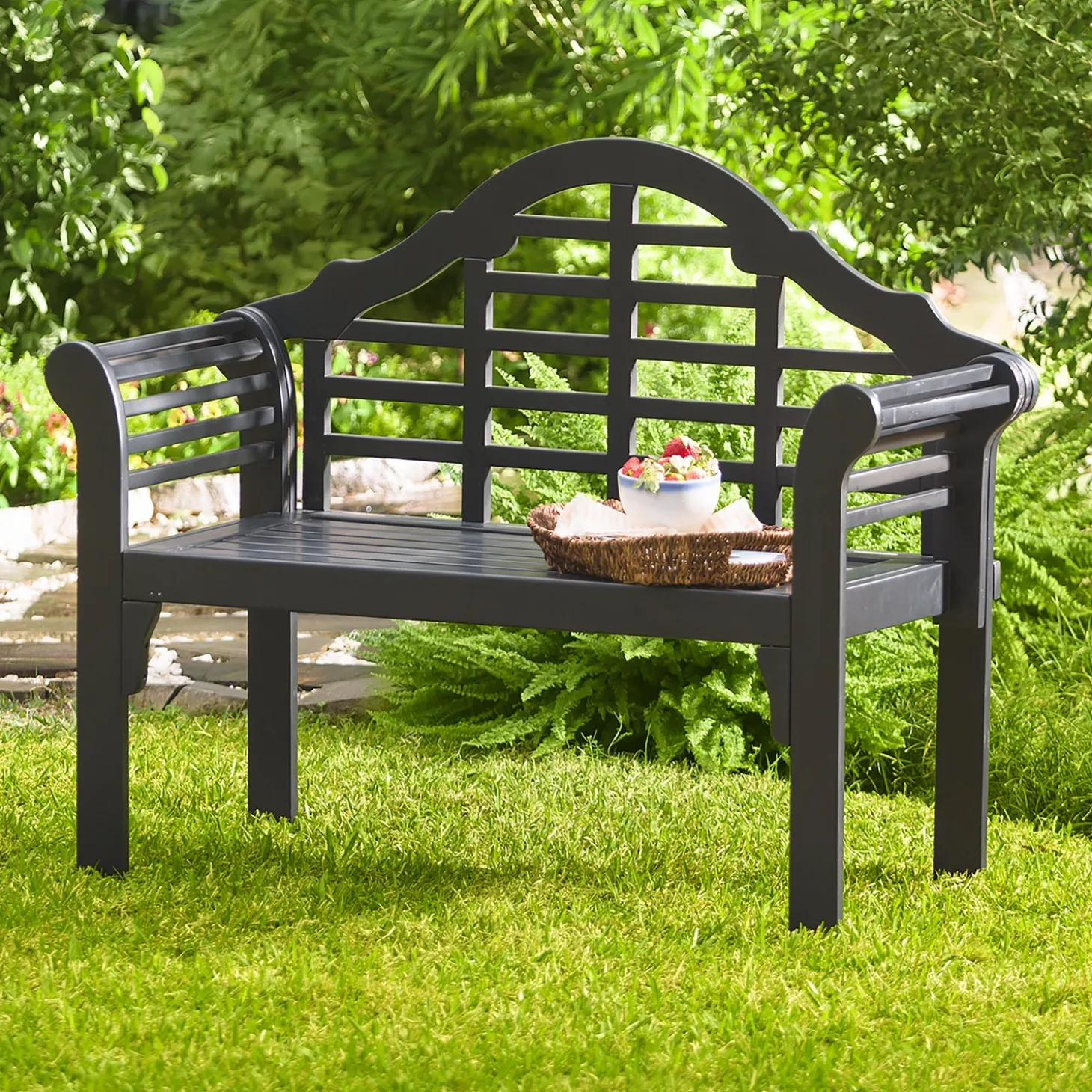 Outdoor Benches>Plow & Hearth Lutyens Wood Garden Bench