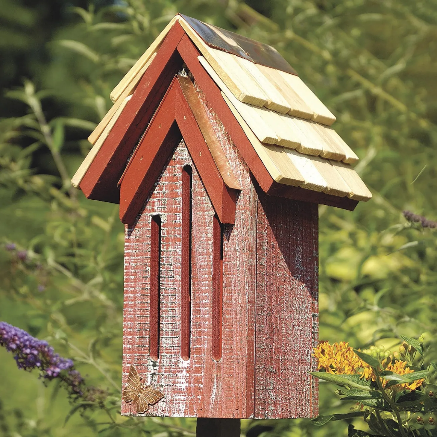 Wildlife Housing>Plow & Hearth Mademoiselle Wood Butterfly House Shelter with Pole