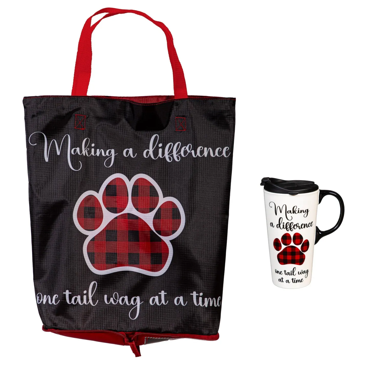 Pet Products | Travel Cups>Plow & Hearth Making a Difference Ceramic Perfect Cup and Compact Tote Giftset, 17oz, Gift Box