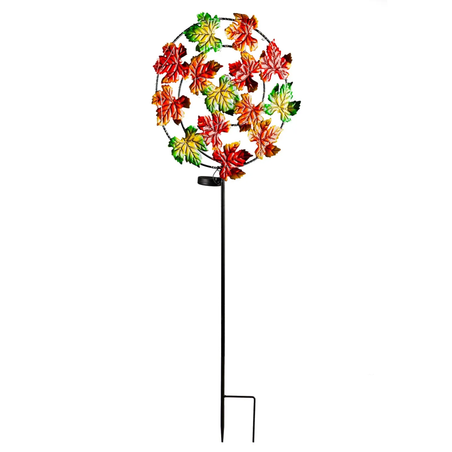 Garden Stakes | Solar Accents>Plow & Hearth Maple Leaves Garden Stake with Solar Chasing Light Effect