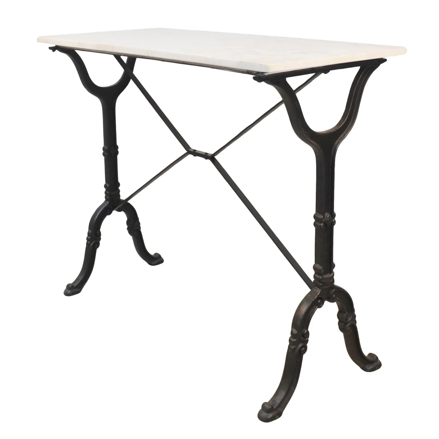 Desks & Console Tables>Plow & Hearth Marble-Top Console Table with Cast Iron Base White