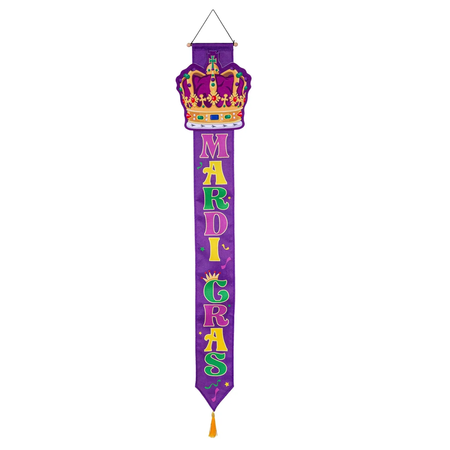 Fabric Door Hangers>Plow & Hearth Mardi Gras Crown Door Banner