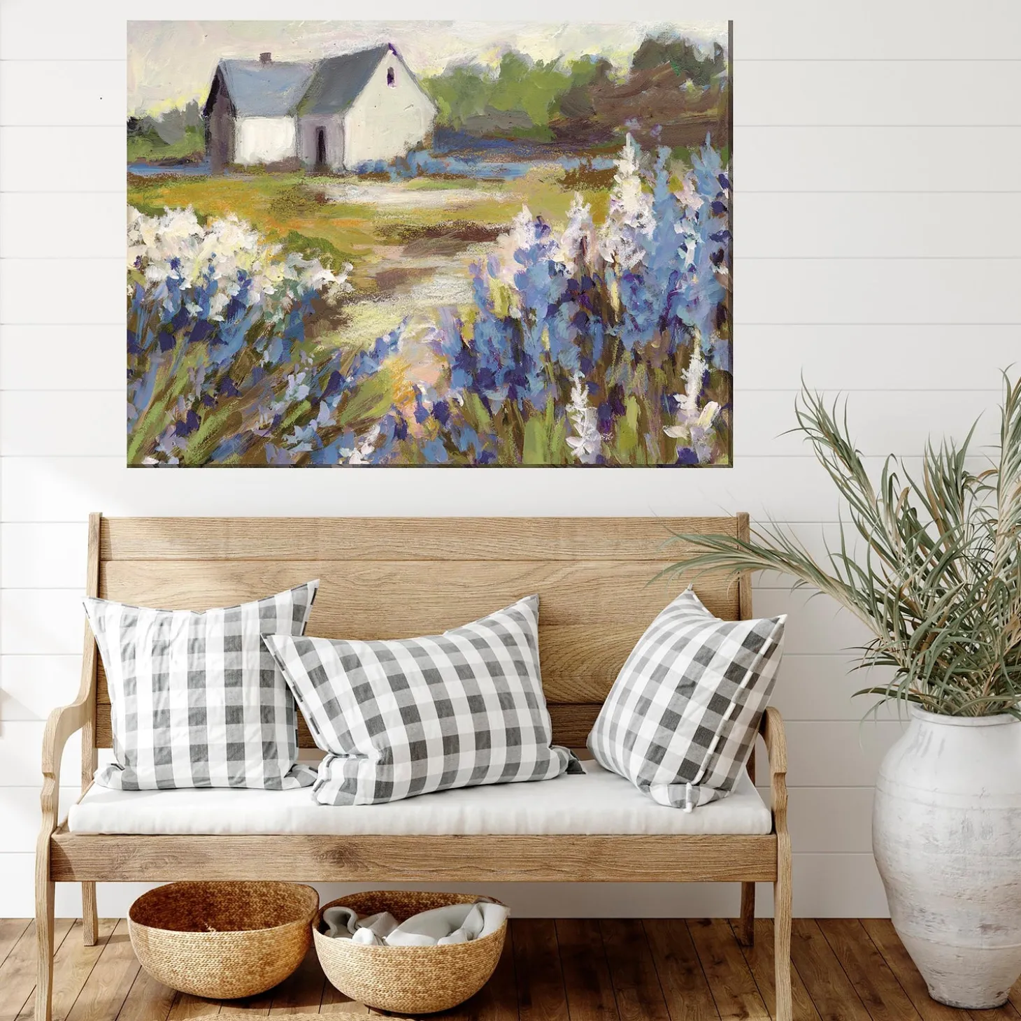 Outdoor Wall Art | Wall Art>Plow & Hearth Meadow Blue Indoor/Outdoor Canvas Wall Art