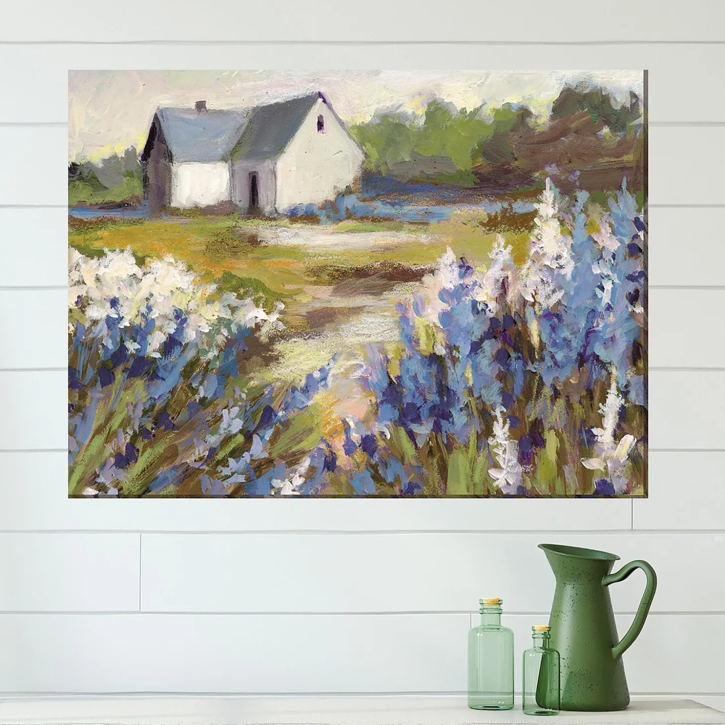 Outdoor Wall Art | Wall Art>Plow & Hearth Meadow Blue Indoor/Outdoor Canvas Wall Art