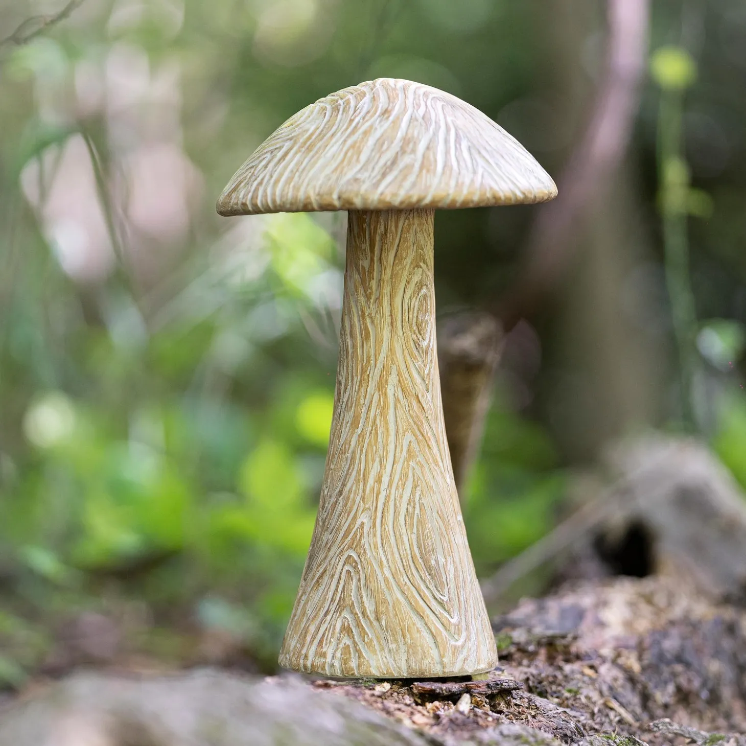 Garden Statues>Plow & Hearth Medium Carved Mushroom Garden Statue