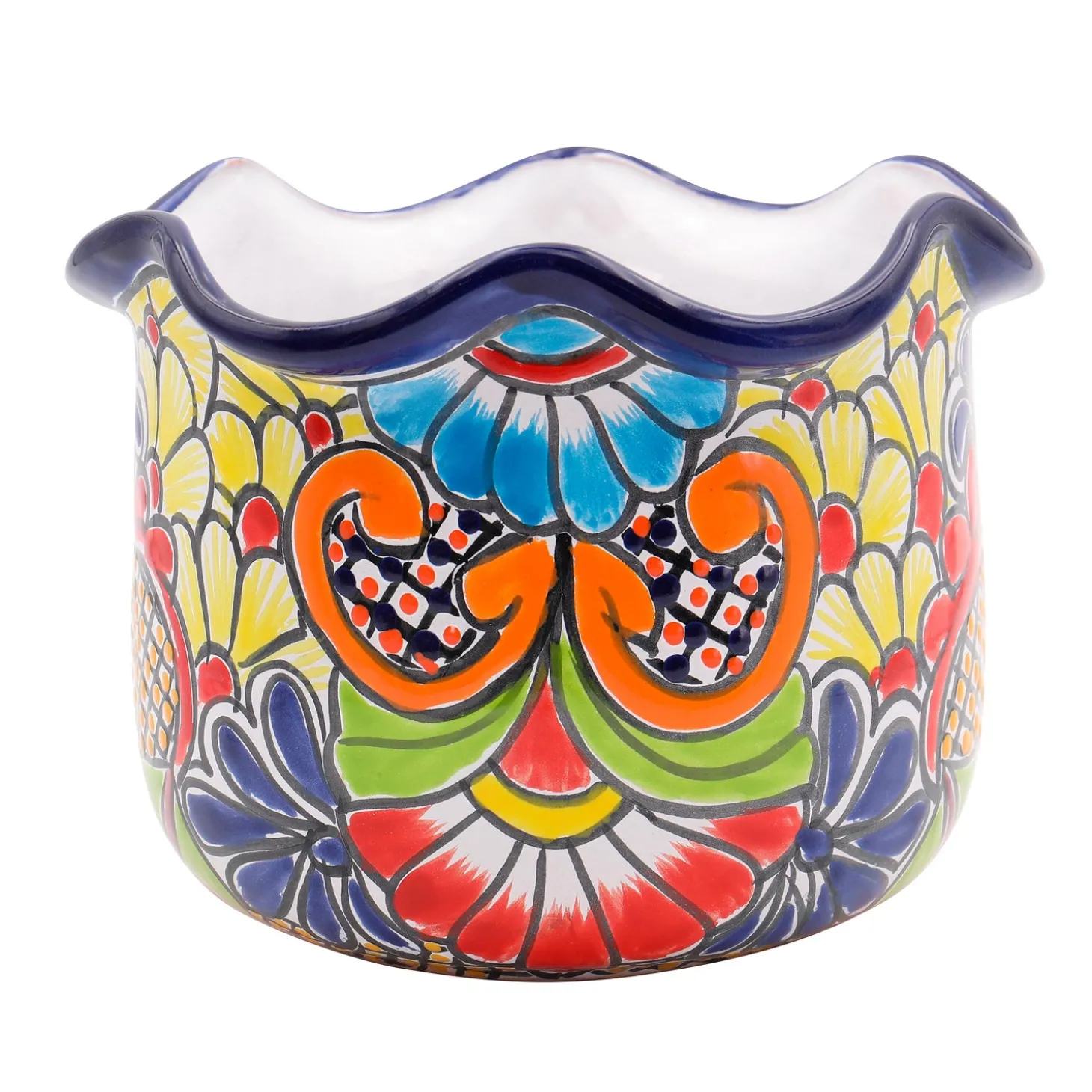 Planters & Plant Stands>Plow & Hearth Medium Japanese Style Authentic Talavera Planter