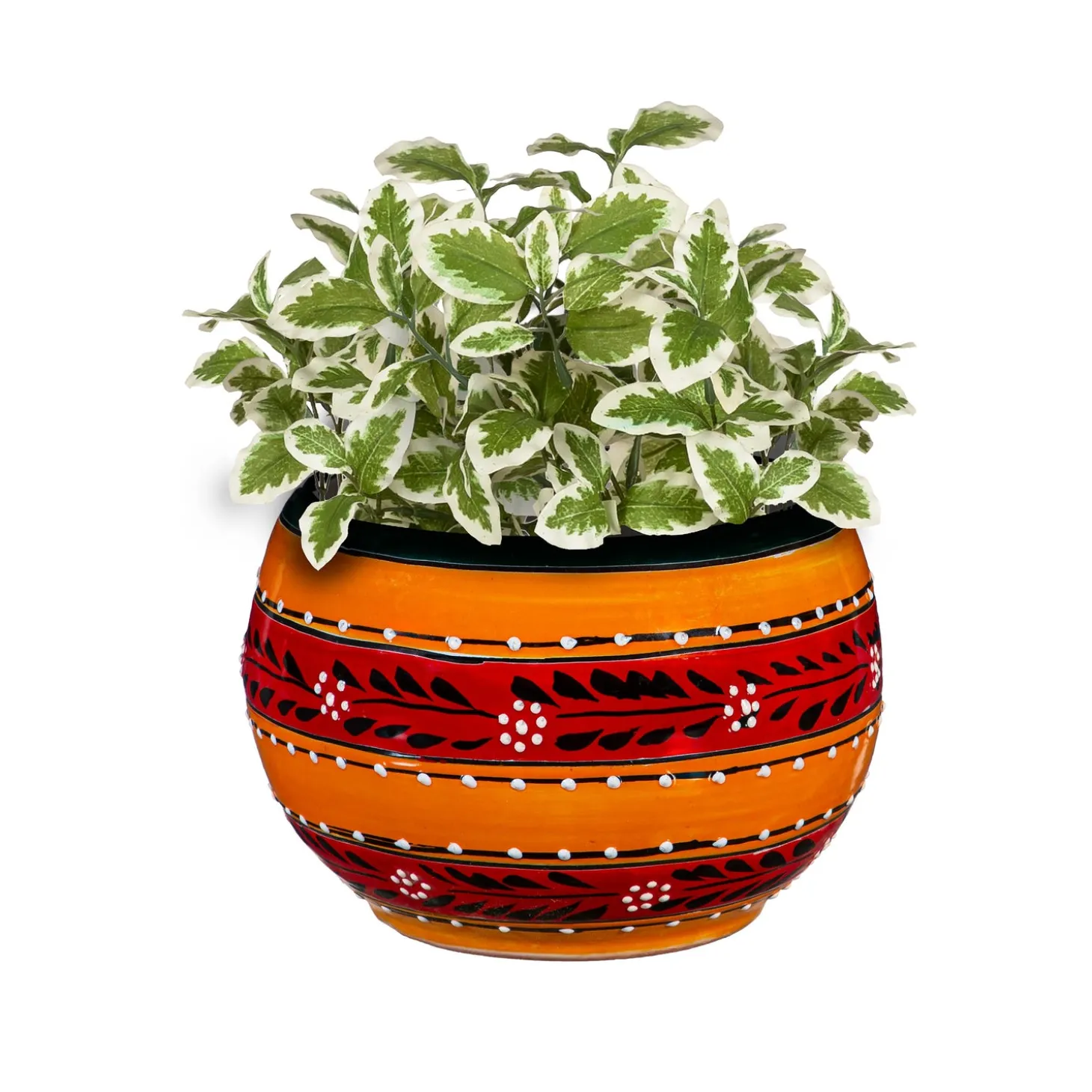 Planters & Plant Stands>Plow & Hearth Medium Orange Authentic Talavera Baul Planter