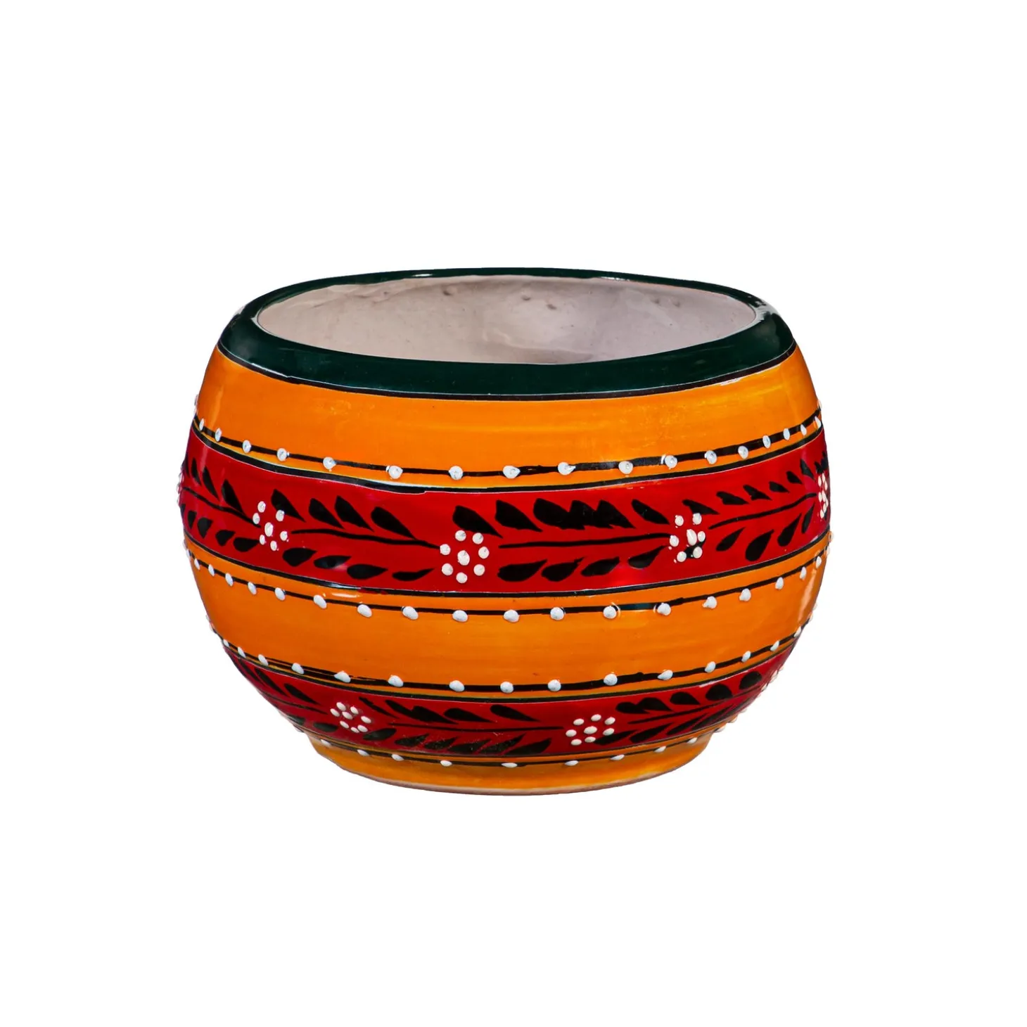 Planters & Plant Stands>Plow & Hearth Medium Orange Authentic Talavera Baul Planter