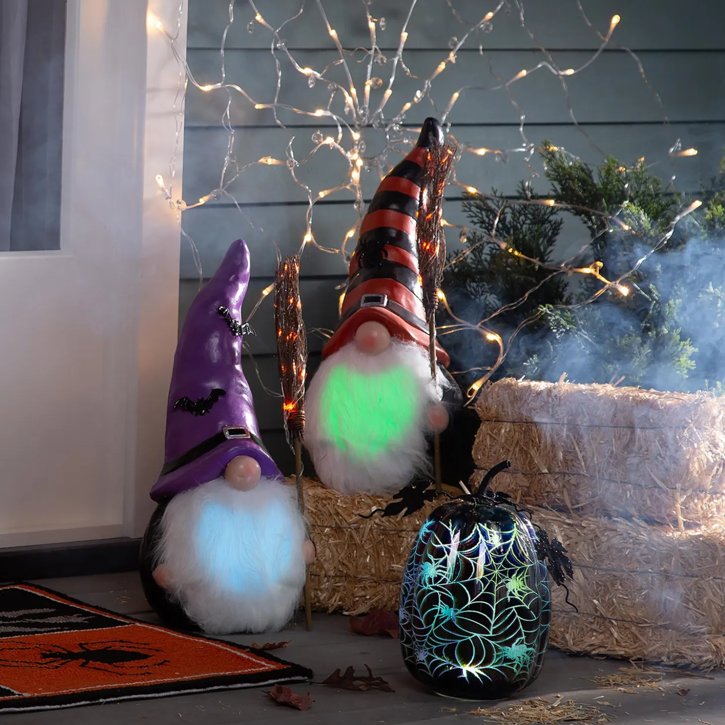 Decorative Accents>Plow & Hearth Mercury Glass Lighted Pumpkin Halloween Accent