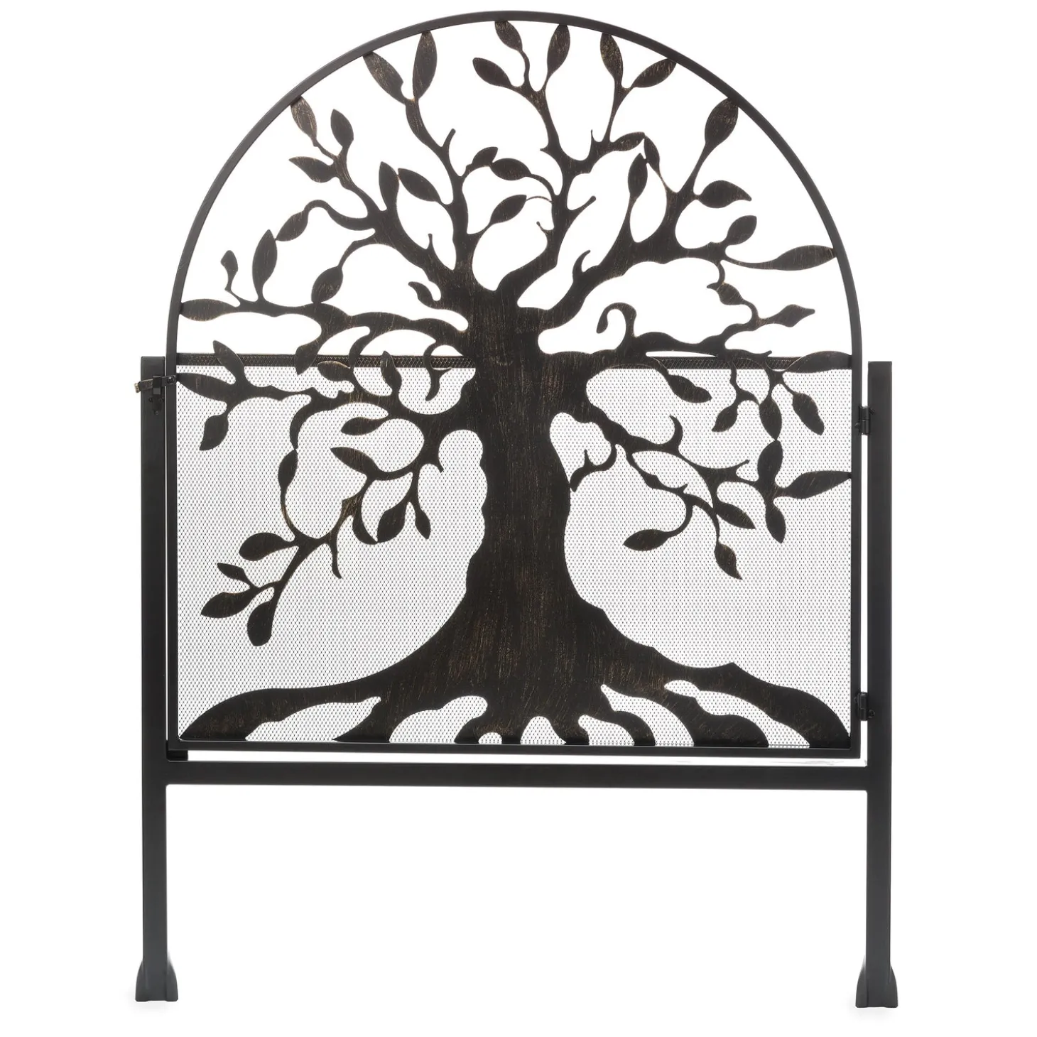 Garden Stakes | Arbors & Trellises>Plow & Hearth Metal Arched Stand-Alone Garden Gate with Tree of Life Design