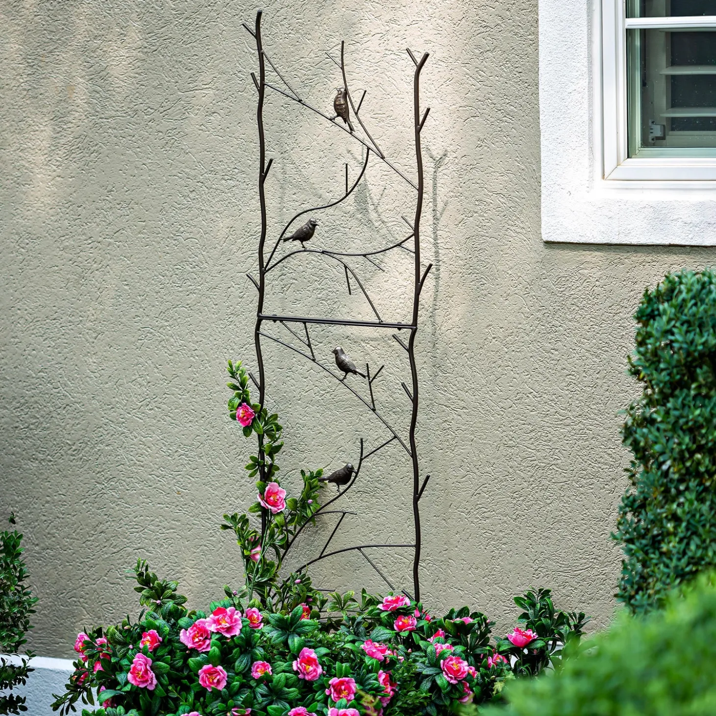 Arbors & Trellises>Plow & Hearth Metal Birds and Twigs Garden Trellis