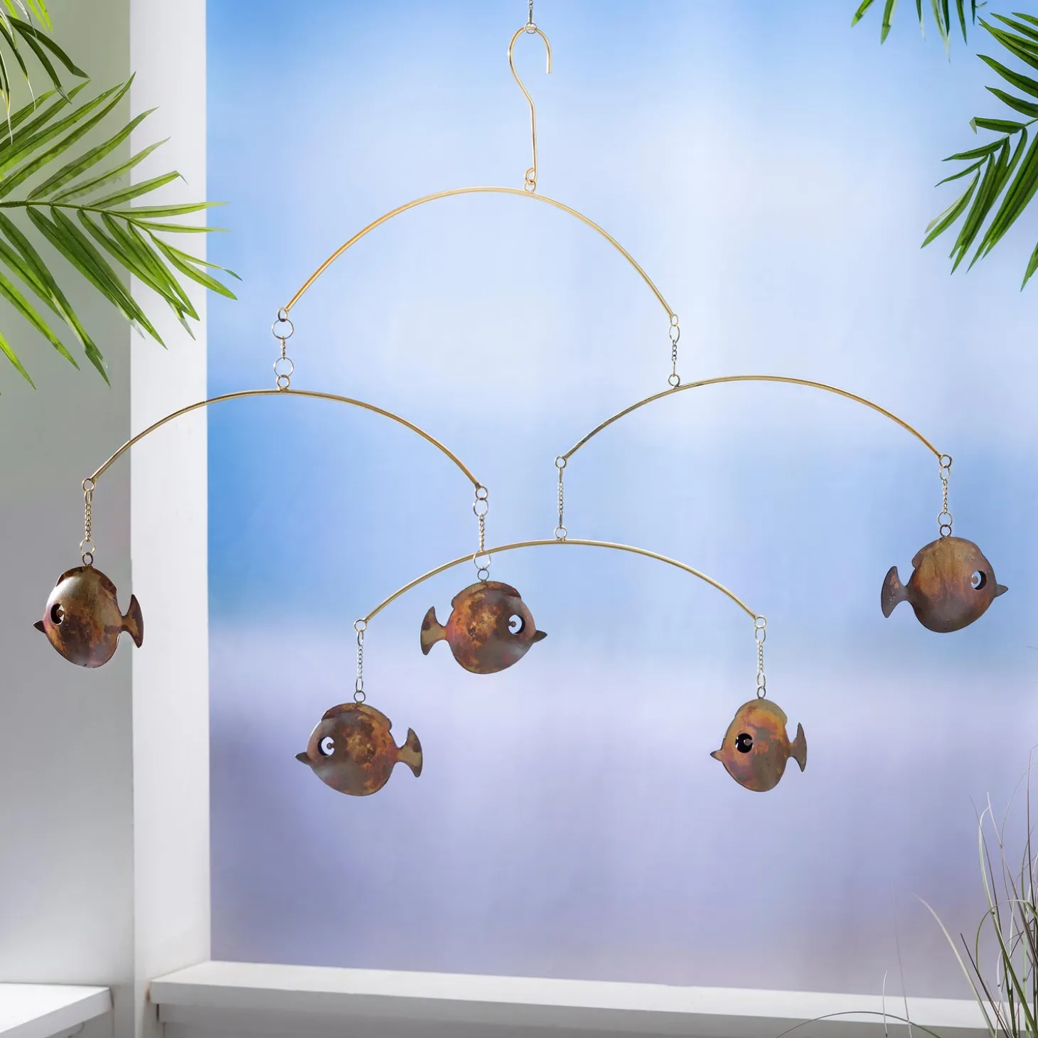 Wind Chimes & Mobiles | Decorative Accents>Plow & Hearth Metal Fish Mobile