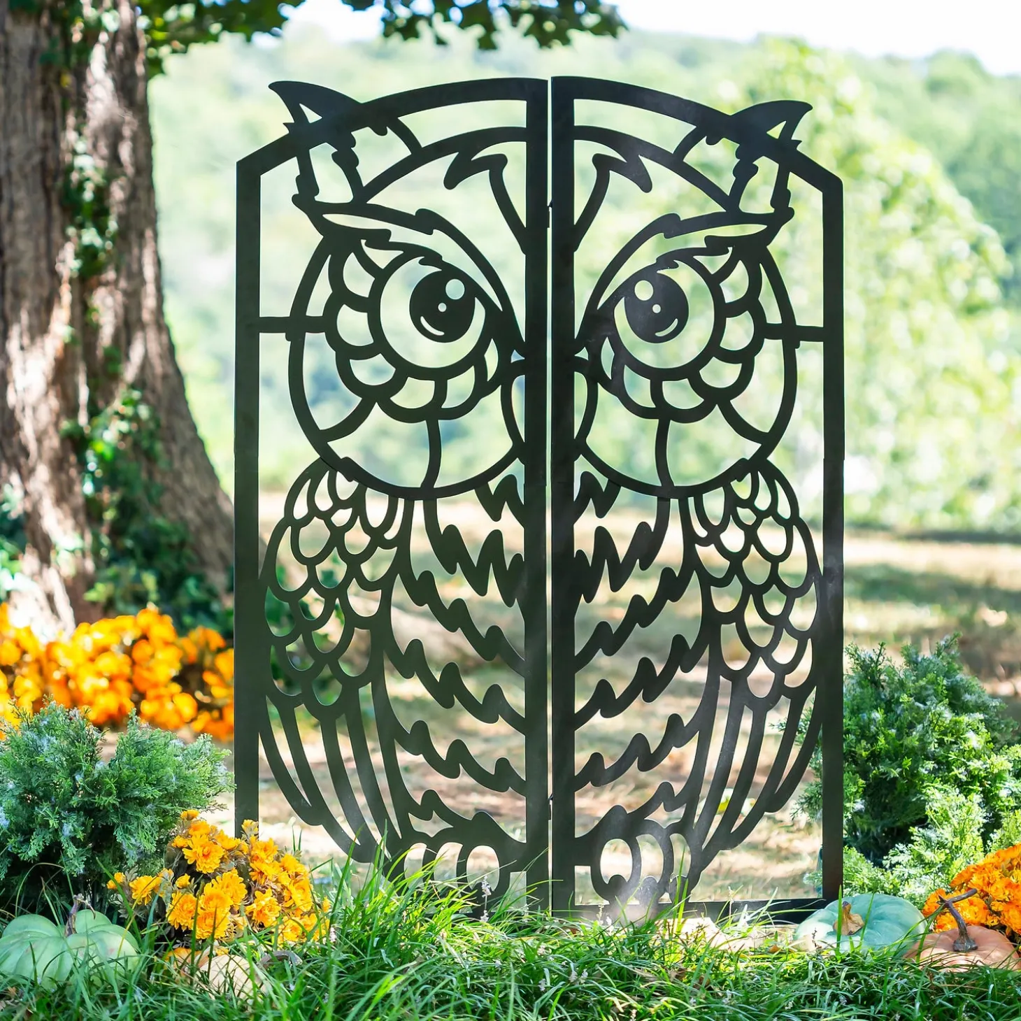 Garden Stakes | Arbors & Trellises>Plow & Hearth Metal Folding Owl Garden Trellis