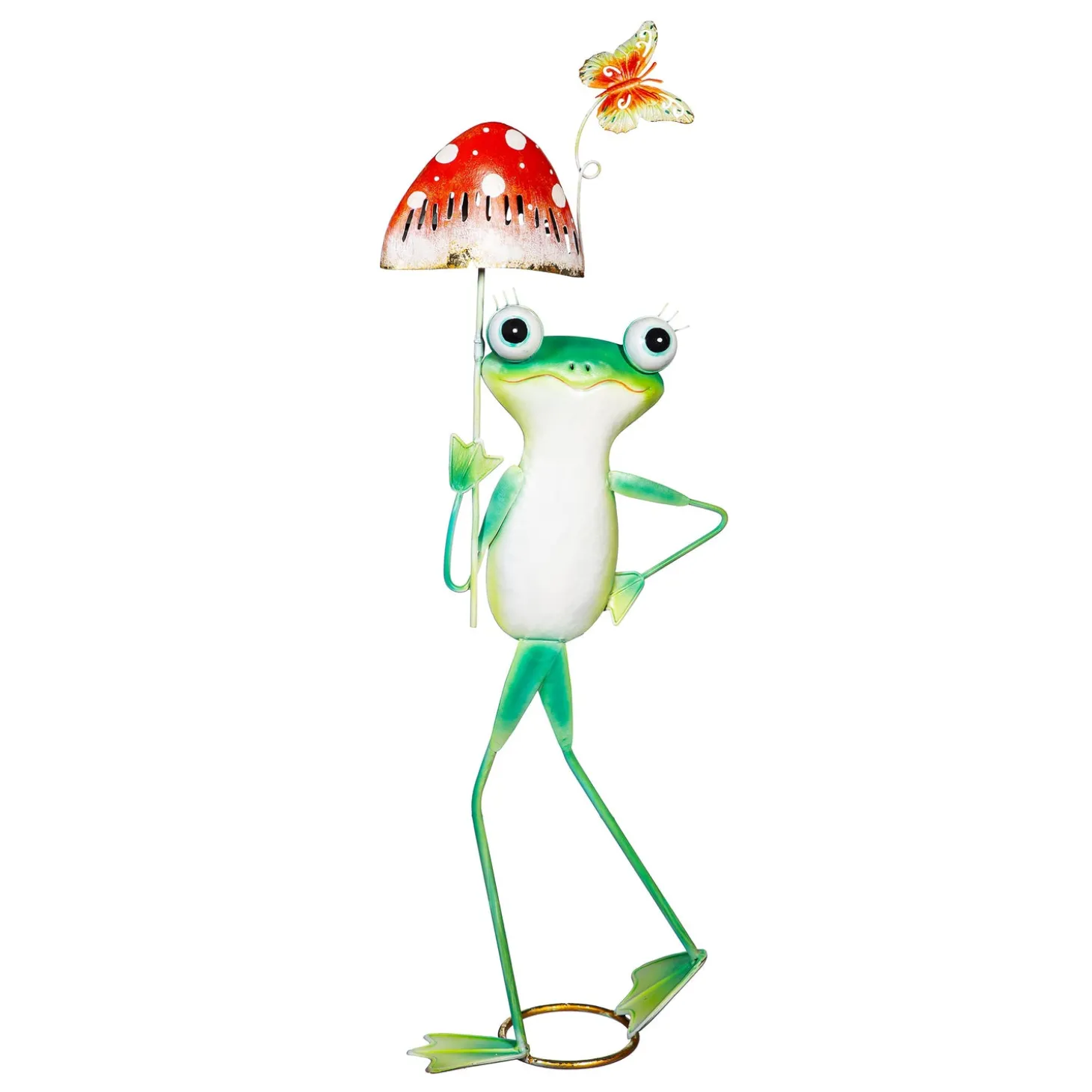 Garden Statues>Plow & Hearth Metal Frog With Mushroom Umbrella Statue, 29"H