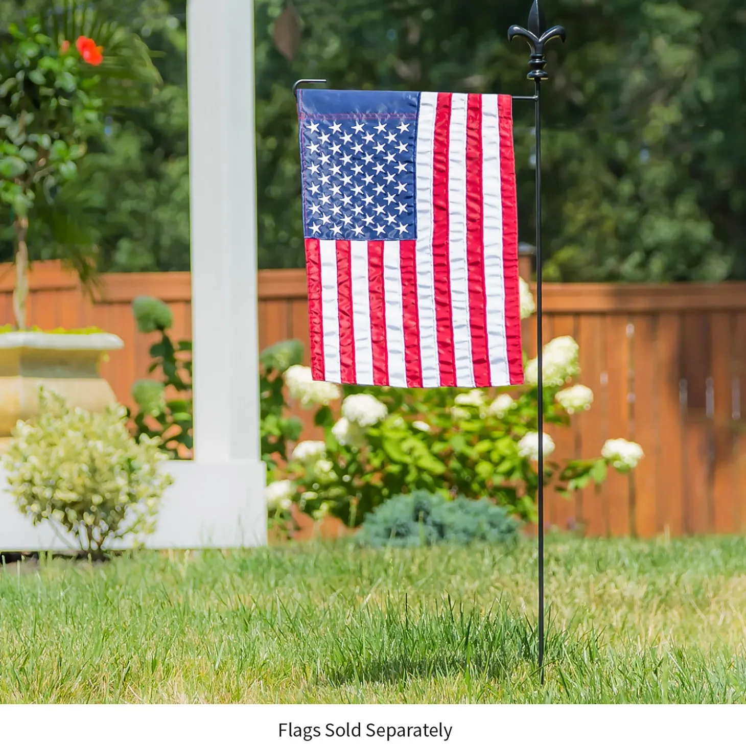 Flag Accessories>Plow & Hearth Metal Garden Flag Stand with Fleur de Lis Finial