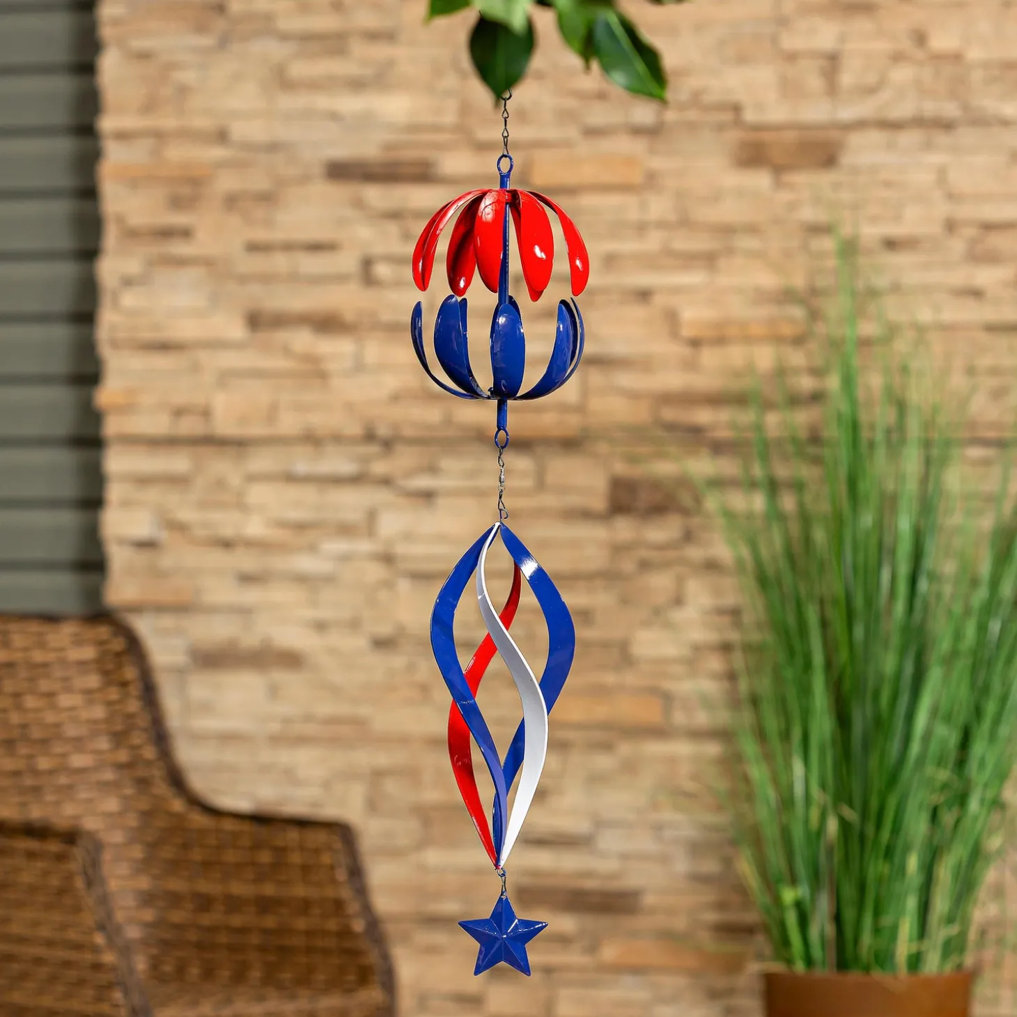 Wind Chimes & Mobiles>Plow & Hearth Metal Hanging Americana Twirler, 30"H