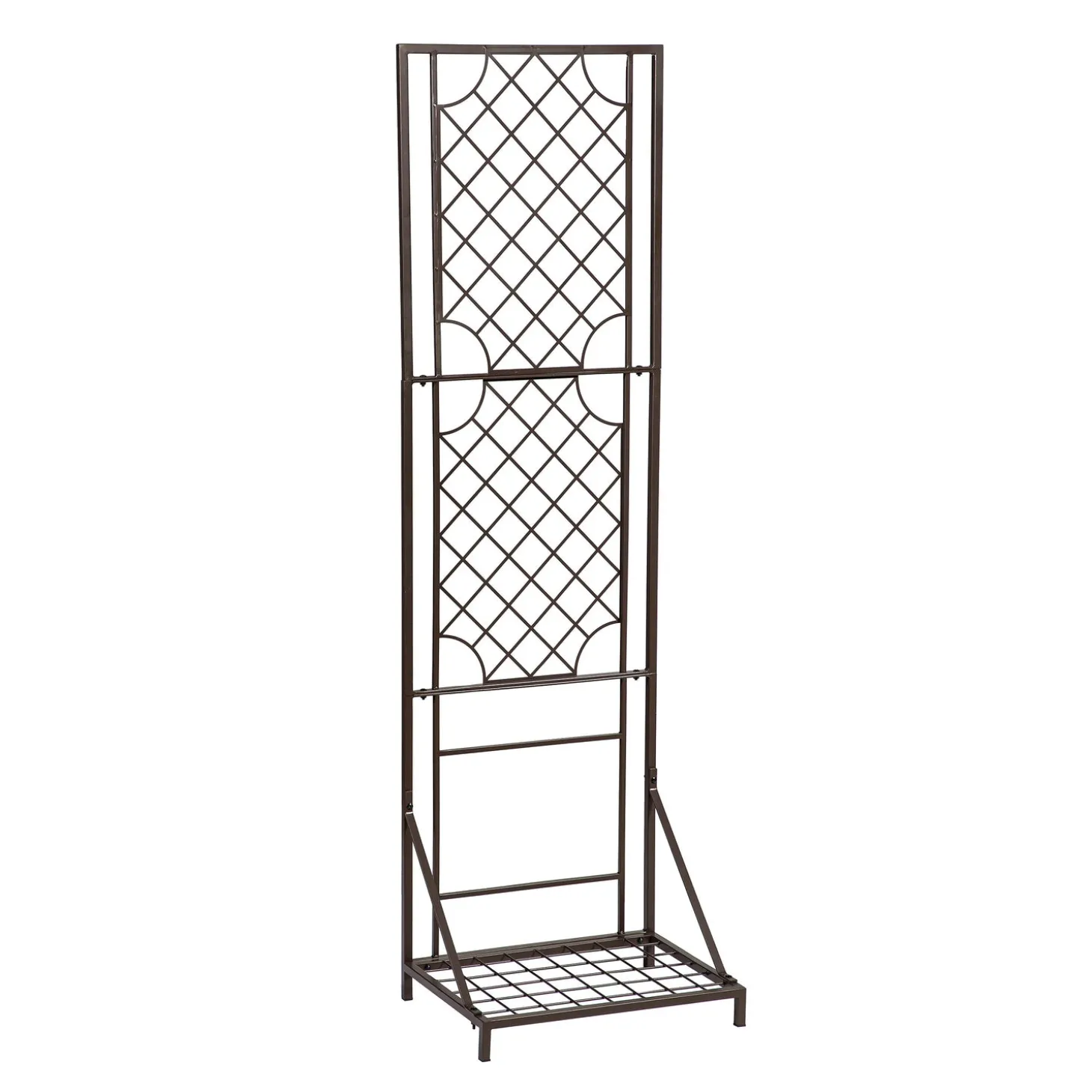 Arbors & Trellises>Plow & Hearth Metal Lattice Trellis with Planter Stand