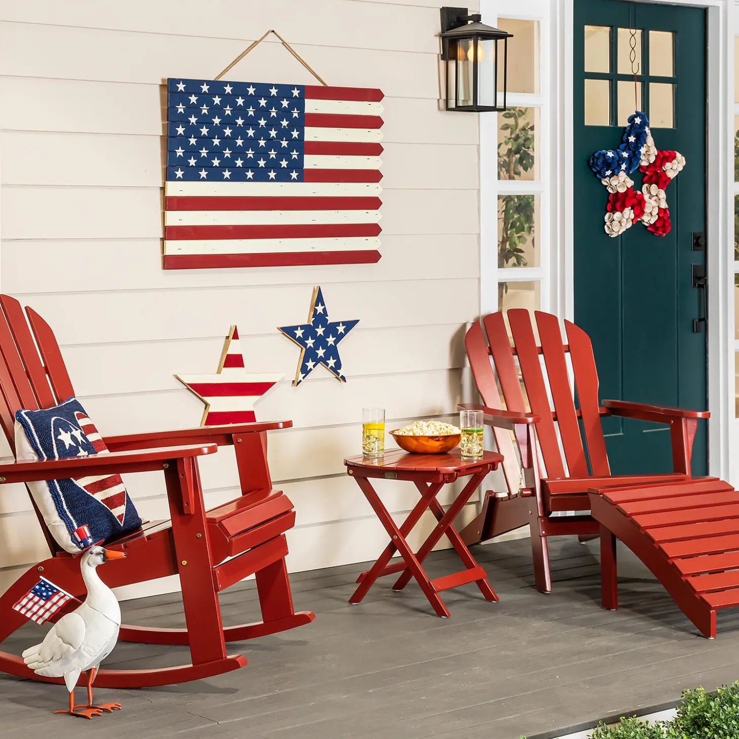 Garden Statues>Plow & Hearth Metal Patriotic Goose Statue with American Flag and Top Hat