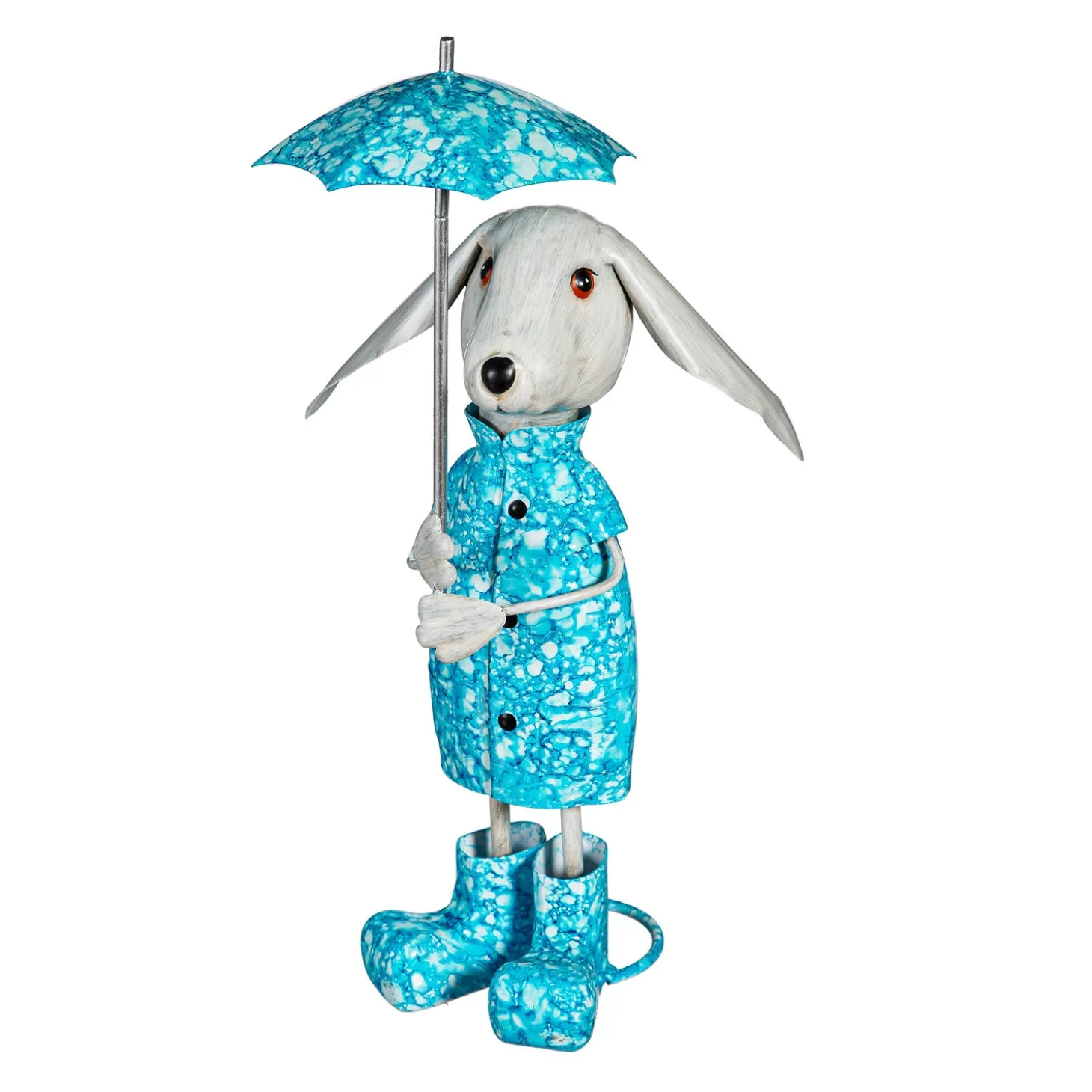 Garden Statues>Plow & Hearth Metal Raincoat Dog With Umbrella Statue, 16"H