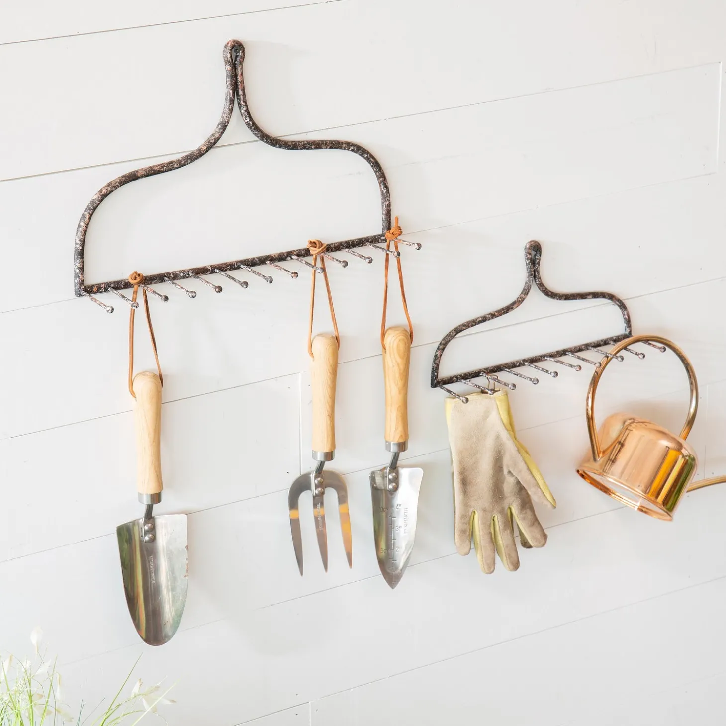 Chests & Storage Cabinets | Wall Art>Plow & Hearth Metal Rake Wall Hooks, Set of 2