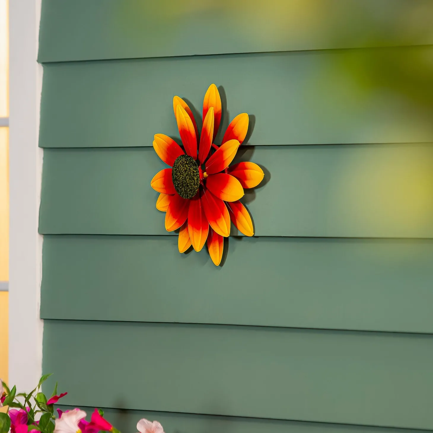 Wind Spinners>Plow & Hearth Metal Red Sunflower Wall Spinner, 13"