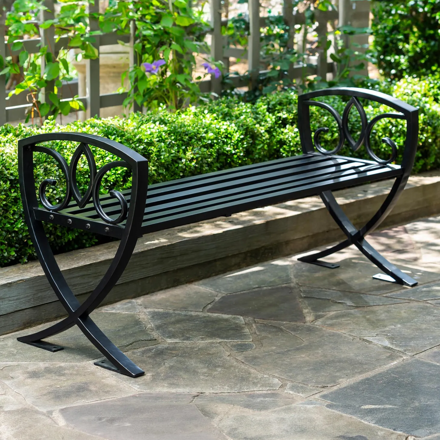 Outdoor Benches>Plow & Hearth Metal Shield Backless Garden Bench