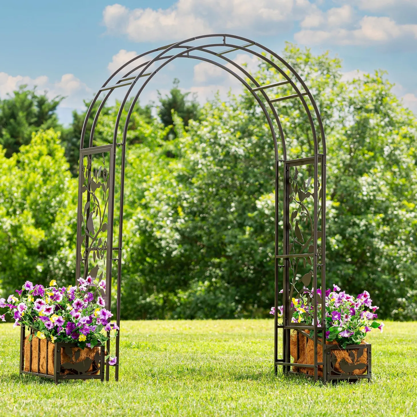 Arbors & Trellises>Plow & Hearth Metal Song Bird Arbor With Planters