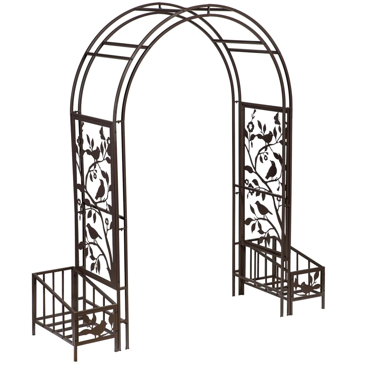 Arbors & Trellises>Plow & Hearth Metal Song Bird Arbor With Planters