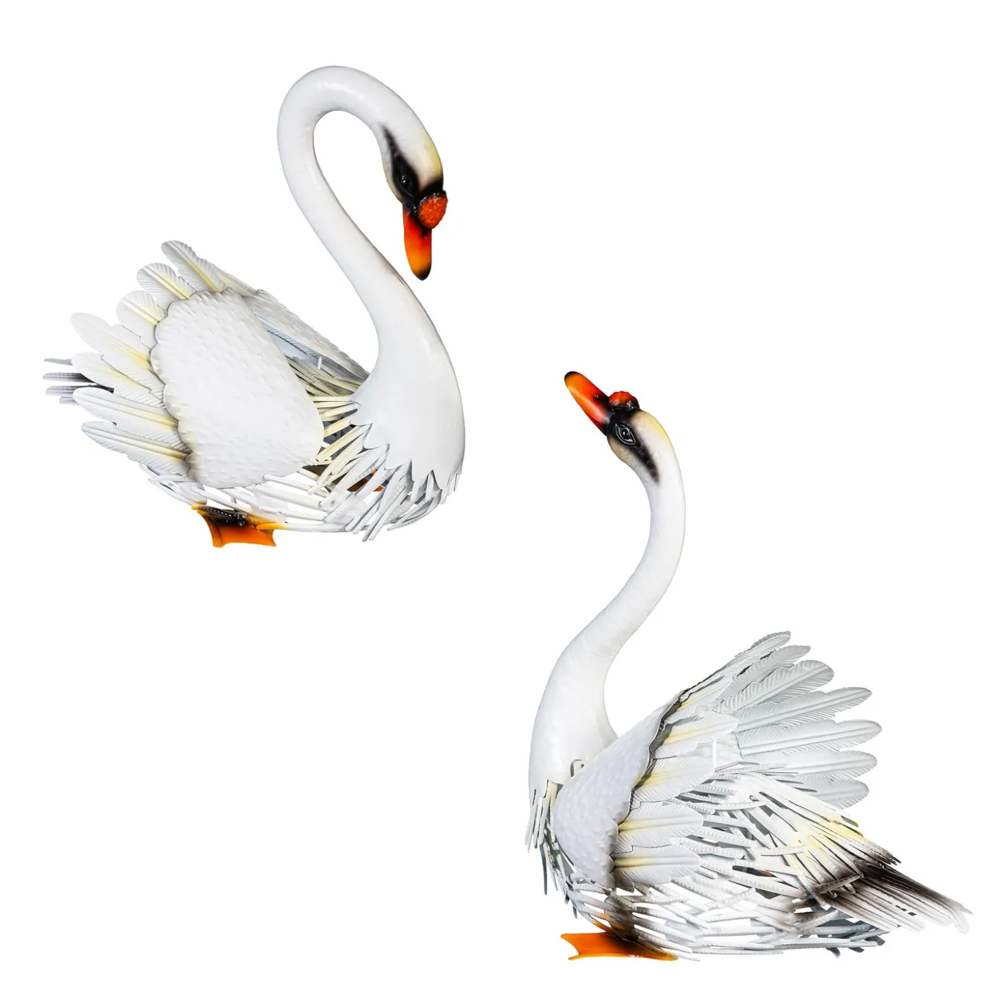 Garden Statues>Plow & Hearth Metal Swan Pair Statues, Set of 2, 14"H