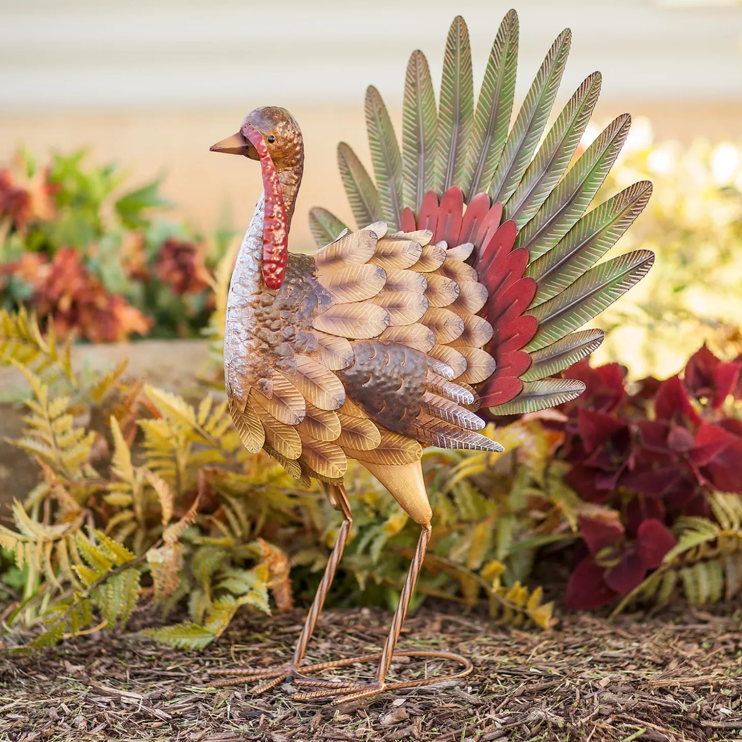 Garden Statues>Plow & Hearth Metal Tom the Turkey Statue