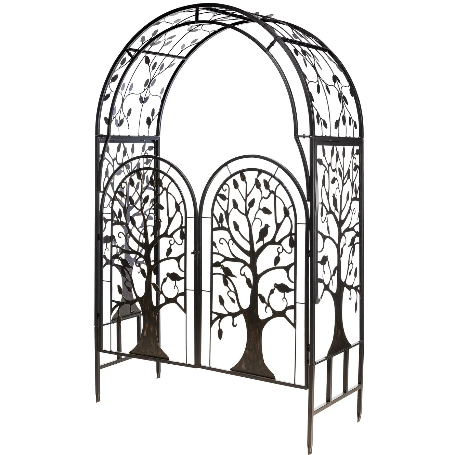 Arbors & Trellises>Plow & Hearth Metal Tree of Life Arched Garden Arbor with Gate