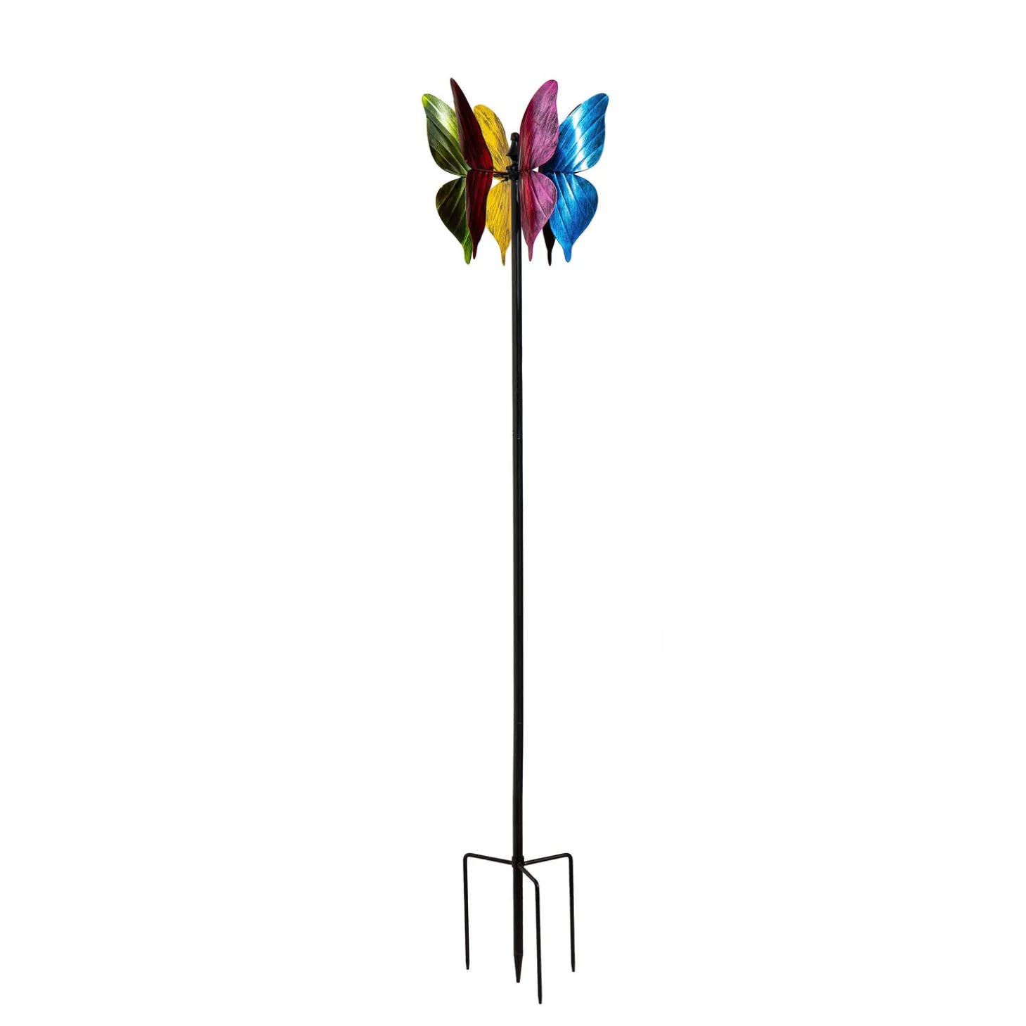 Wind Spinners>Plow & Hearth Metal Wind Spinner, Colorful Butterfly, 65"H