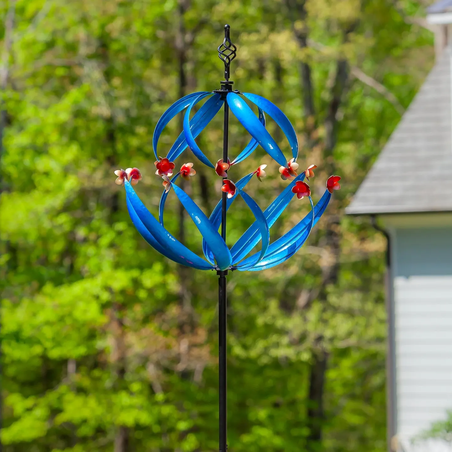 Wind Spinners>Plow & Hearth Metal Wind Spinner, Cool Spiral With Copper Flowers, 85"H