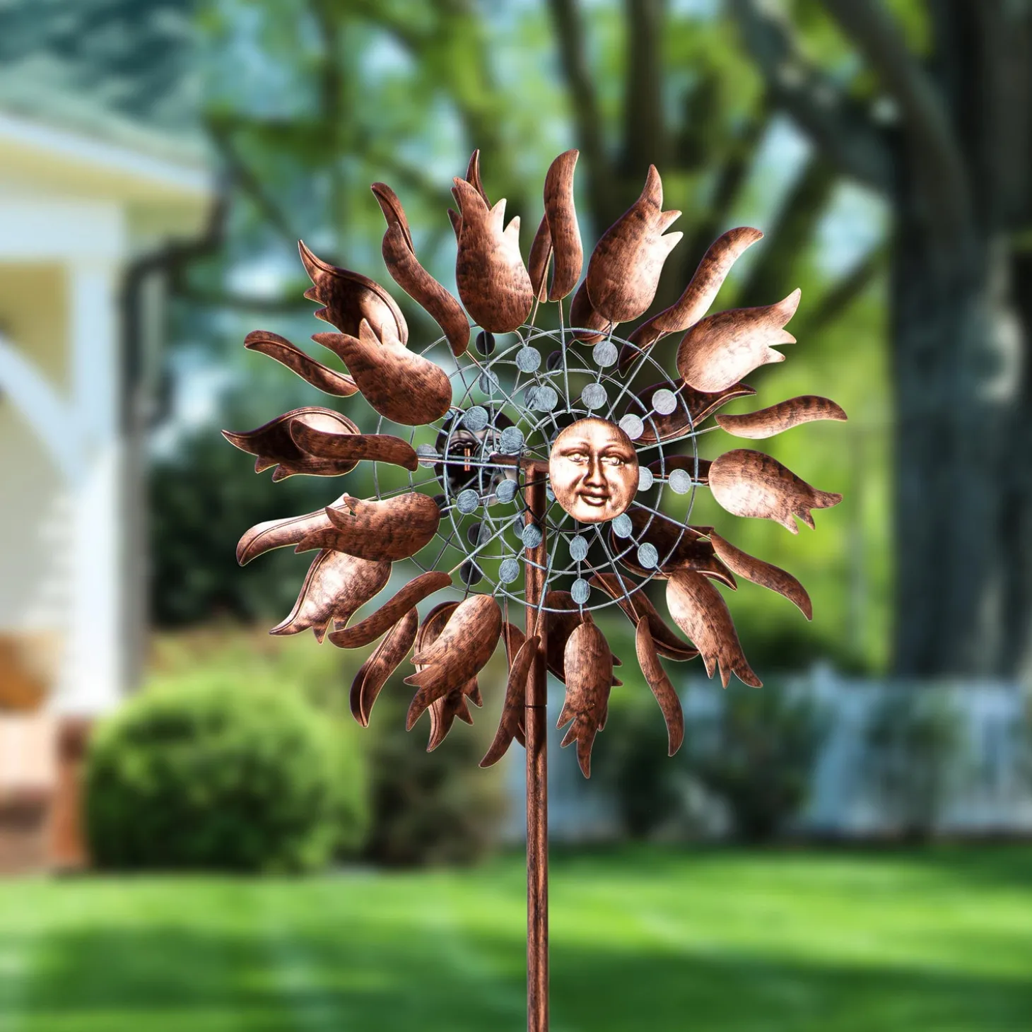 Wind Spinners>Plow & Hearth Metal Wind Spinner, Copper Sun, 75"H